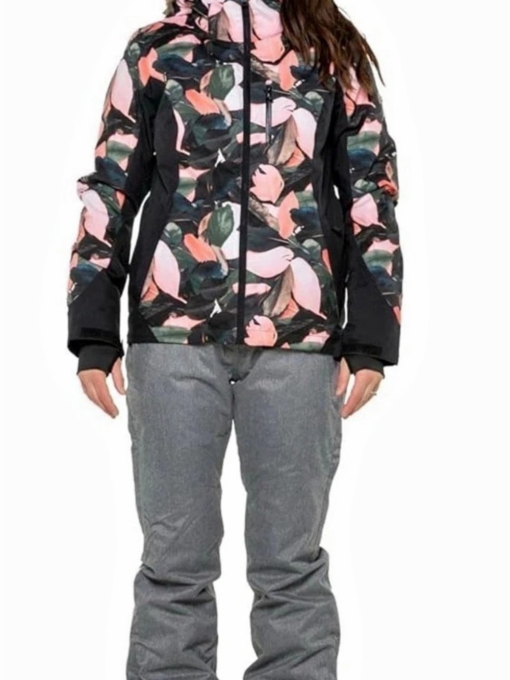 Roxy Jet Ski Premium Floral Ski Jacket in Black & Pink Size Medium Like New